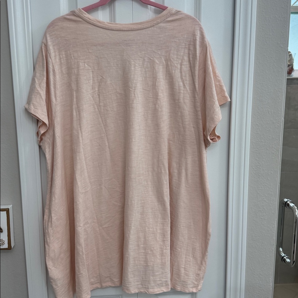 Soft Scoop Neck Short Sleeve Tee in Light Peach - Picture 5 of 5